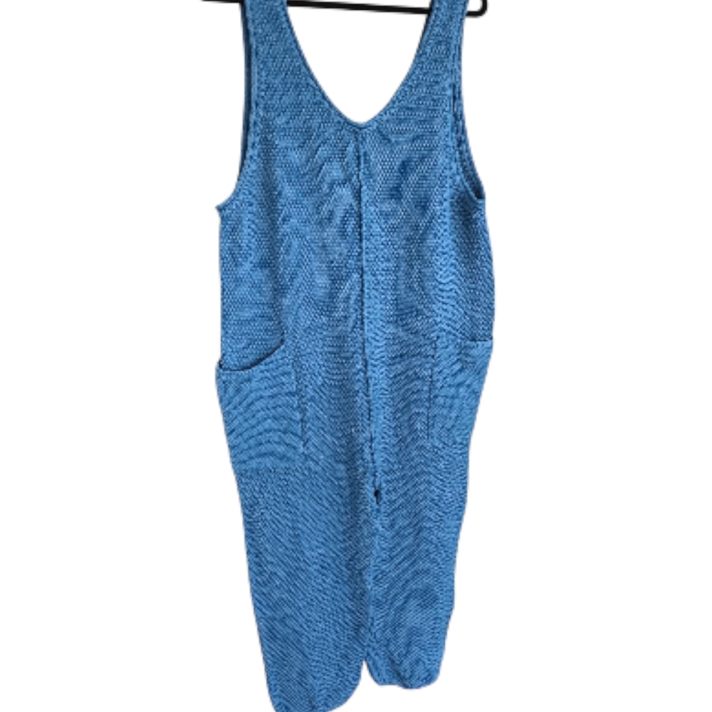 Free People Blue Knit Sweater Jumpsuit